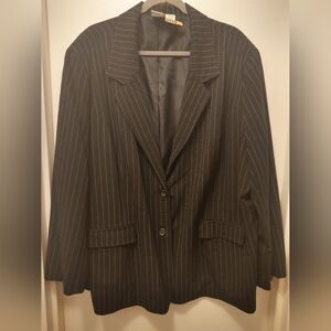 Pinstripe Blazer - Black with Dark Gray and White Stripes.